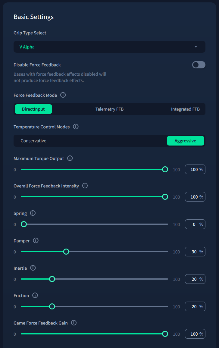 Cockpit settings